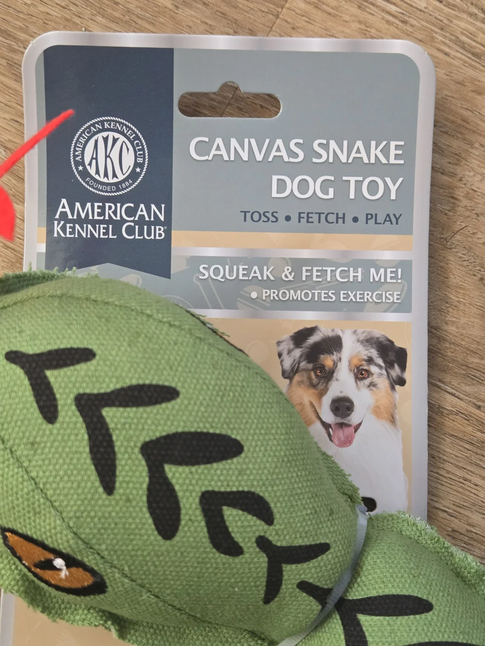 AKC Green Canvas Snake Dog Toy
